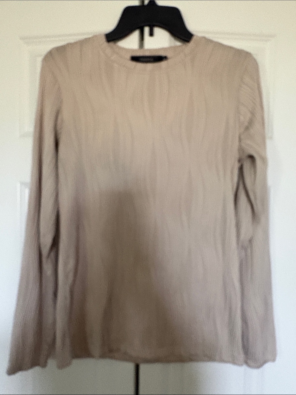 Women's Long Sleeve Crewneck Tee - Neutral Beige